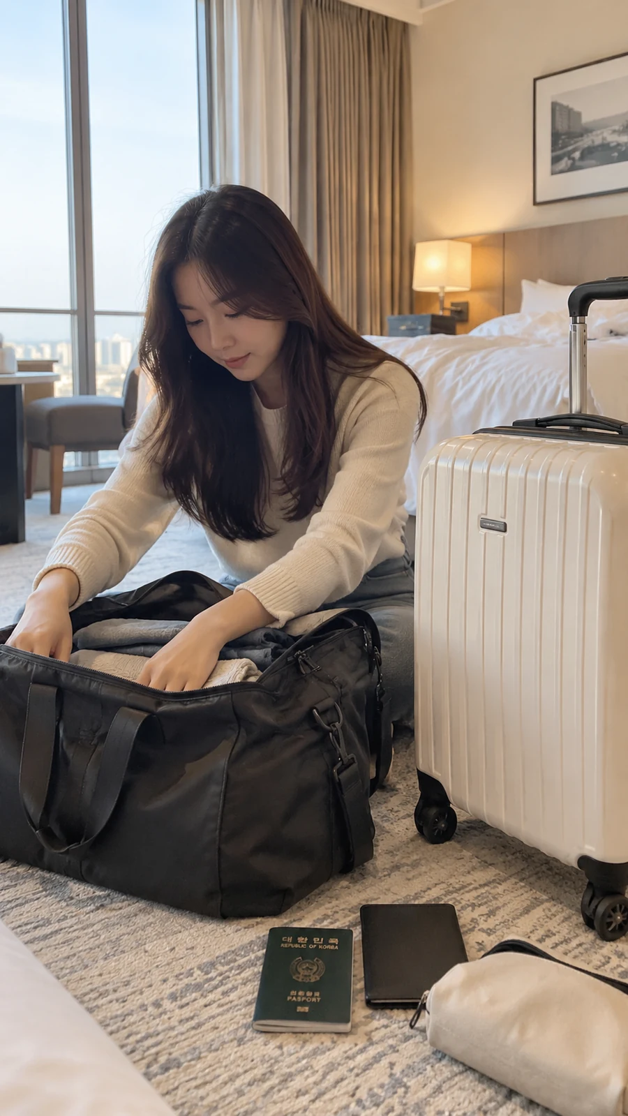 모양이 다른 여행용 가방과 캐리어